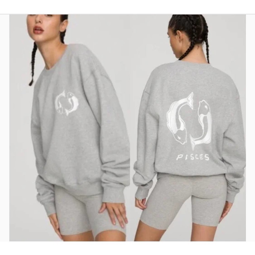 New Good American Cotton Pisces Boyfriend Sweatshirt Oversize Women's Size 0/ XS